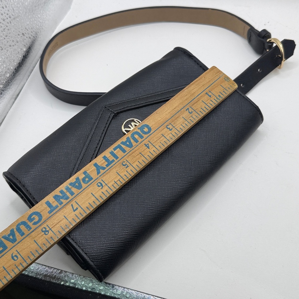 Michael Kors Black Envelope Waist Fanny Pack Belt Bag Purse S M - Picture 14 of 15